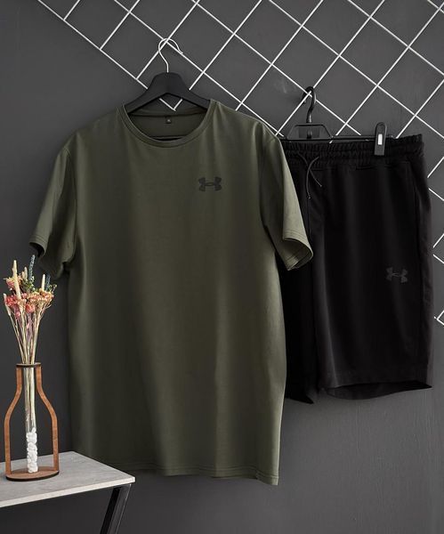 Спортивний Костюм Чоловічий Літній Under Armour чорні шорти хакі футболка спортивний комплект 2606906054 фото