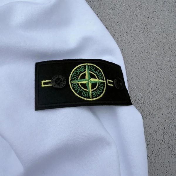 Зіп-худі чоловіча Stone Island біла весняна літня осіння спортивна кофта з капюшоном двонитка повсякденна M 2611833562 фото