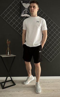 Спортивний Костюм Чоловічий Літній Under Armour чорні шорти біла футболка спортивний комплект 2606906055 фото