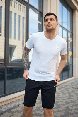 Спортивний комплект чоловічий Nike біла футболка+чорні шорти літній костюм трикотажний найк повсякденний XXL 2656653321 фото