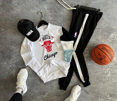 Спортивный костюм мужской Chicago Bulls NBA белый весенний осенний летний чикаго буллз нба кепка в подарок S 2622861889 фото