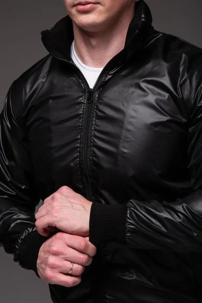 Вітровка чоловіча Базова чорна плащівка куртка на блискавці комір стійка весна осінь повсякденна L 2662653026 фото