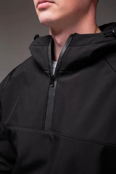 Куртка чоловіча Анорак Softshell чорна на флісі водовідштовхувальна з капюшоном легка весна осінь повсякденна M 2667344901 фото
