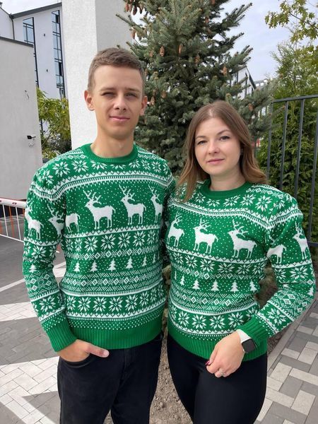 Светр новорічний з оленями чоловічий в'язаний вовняний XXL 2384778085 фото
