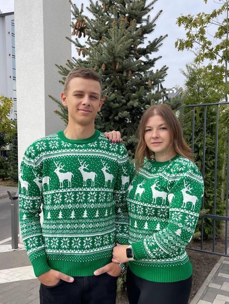 Светр новорічний з оленями чоловічий в'язаний вовняний XXL 2384778085 фото