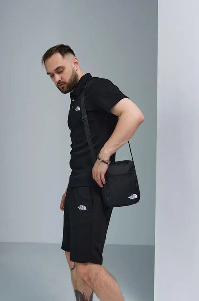 Спортивний комплект чоловічий The North Face чорний поло шорти барсетка літній костюм бавовняний норс фейс L 2657644394 фото