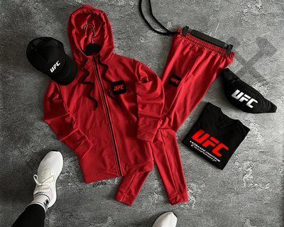Спортивный костюм мужской UFC красный комплект футболка кепка бананка юфс осенний весенний летний M 2621840838 фото