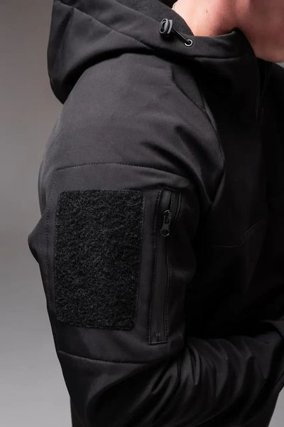 Куртка чоловіча Анорак Softshell чорна на флісі водовідштовхувальна з капюшоном легка весна осінь повсякденна L 2667344902 фото