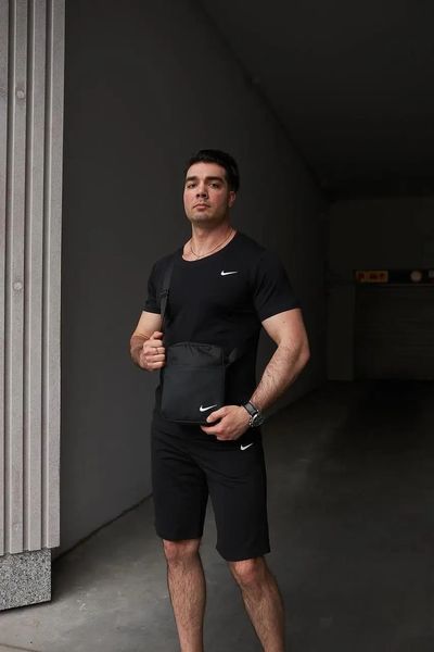Спортивний комплект чоловічий Nike чорний футболка шорти барсетка костюм літній найк повсякденний XL 2657449872 фото