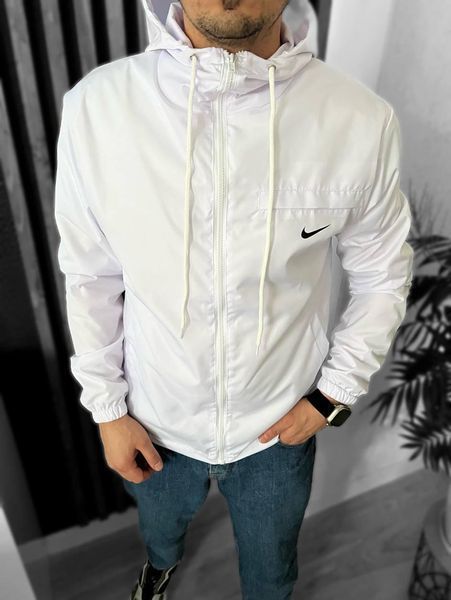 Вітровка чоловіча Nike біла куртка спортивна з капюшоном легка осінь весна однотонна найк повсякденна 2661921126 фото