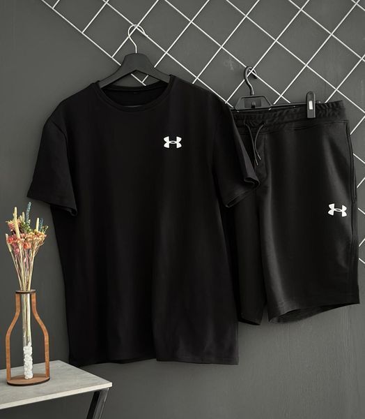 Спортивний Костюм Чоловічий Літній шорти футболка Under Armour чорний спортивний комплект 2606906056 фото