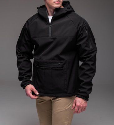 Куртка чоловіча Анорак Softshell чорна на флісі водовідштовхувальна з капюшоном легка весна осінь повсякденна XL 2667344903 фото