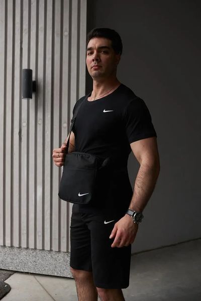 Спортивний комплект чоловічий Nike чорний футболка шорти барсетка костюм літній найк повсякденний XXL 2657449873 фото