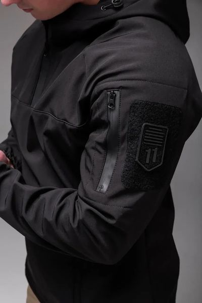 Куртка чоловіча Анорак Softshell чорна на флісі водовідштовхувальна з капюшоном легка весна осінь повсякденна XL 2667344903 фото
