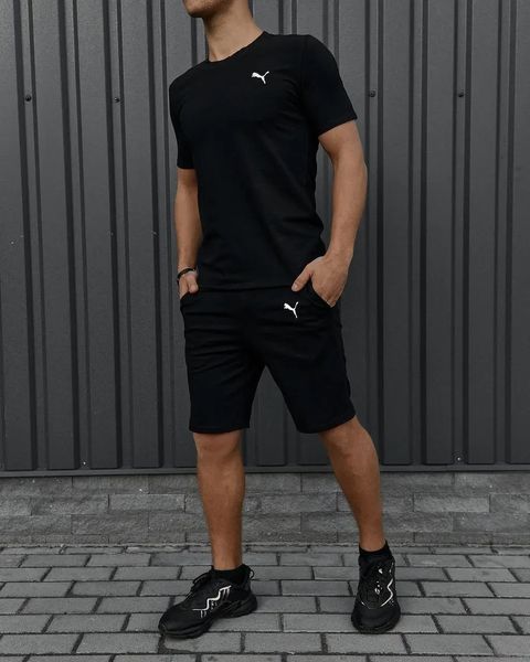 Комплект спортивний чоловічий Puma чорний футболка шорти костюм трикотажний літній пума повсякденний M 2655566944 фото