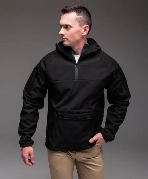 Куртка чоловіча Анорак Softshell чорна на флісі водовідштовхувальна з капюшоном легка весна осінь повсякденна XL 2667344903 фото