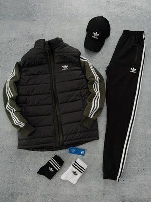 Комплект мужской Адидас Adidas спортивный костюм жилетка кепка весенний осенний 2623042032 фото