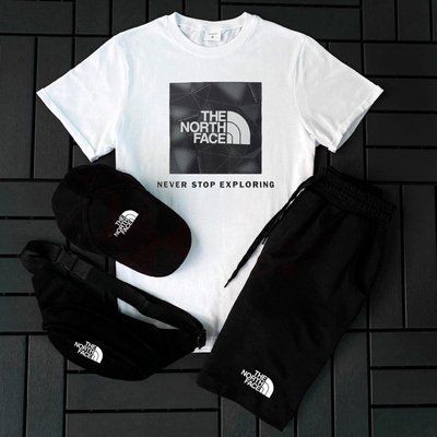 Літній чоловічий костюм The North Face Футболка+Шорти+ Кепка+Бананка у подарунок XL 2609234907 фото