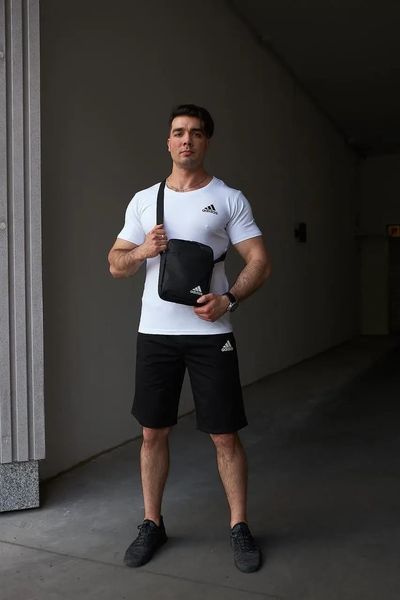 Спортивний комплект чоловічий Adidas біла футболка+чорні шорти+барсетка костюм літній адідас повсякденний XXL 2656631778 фото