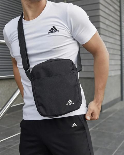 Спортивний комплект чоловічий Adidas біла футболка+чорні шорти+барсетка костюм літній адідас повсякденний XXL 2656631778 фото