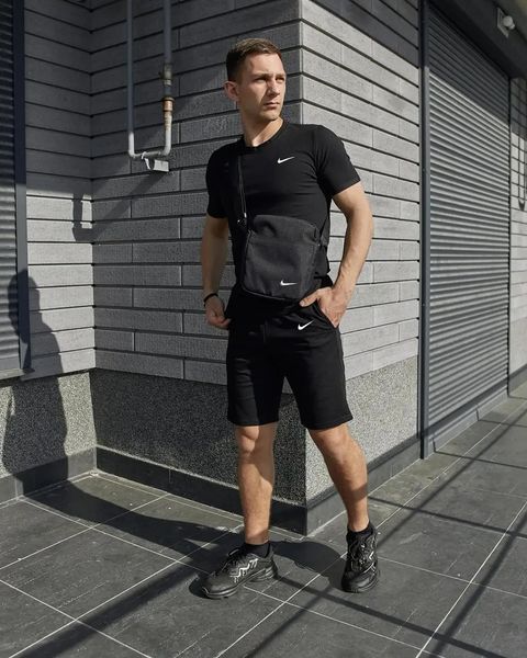 Спортивний комплект чоловічий Nike чорний футболка шорти барсетка костюм літній найк повсякденний 3XL 2657449874 фото