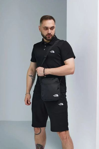 Спортивний комплект чоловічий The North Face чорний поло шорти барсетка літній костюм бавовняний норс фейс 3XL 2657644397 фото