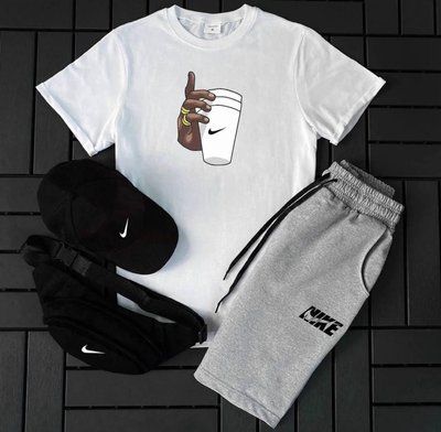 Чоловічий літній костюм Nike Шорти + Футболка + Кепка + Бананка у подарунок XXL 2609070693 фото