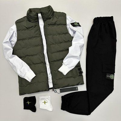 Комплект стон айленд stone island спортивный костюм мужской жилетка осенний весенний набор 3в1 L 2628240403 фото