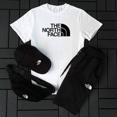 Літній чоловічий костюм The North Face Футболка+Шорти+Кепка+Бананка у подарунок XXL 2608985302 фото