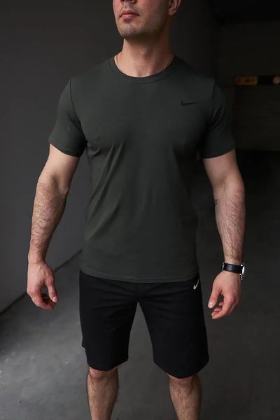 Спортивний комплект чоловічий Nike хакі футболка+чорні шорти літній костюм трикотажний найк повсякденний XL 2656665013 фото