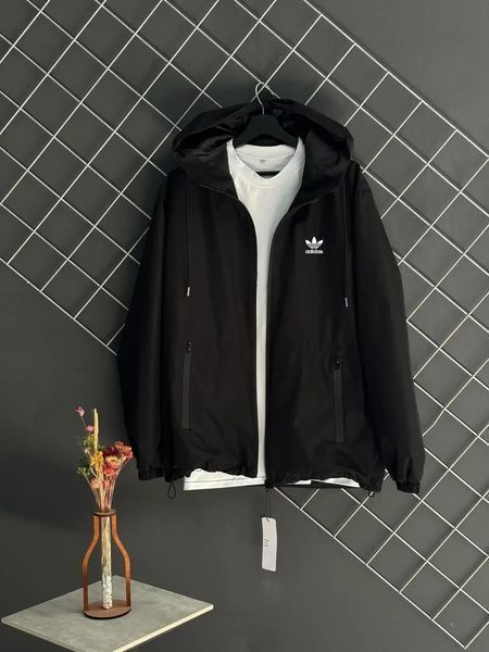 Ветровка куртка мужская Адидас Adidas черная весенняя осенняя легкая водоотталкивающая XXL 2487422674 фото