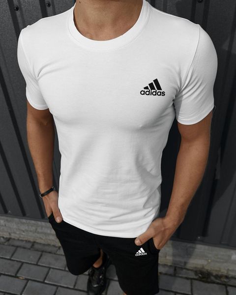 Комплект спортивний чоловічий Adidas біла футболка+чорні шорти костюм літній трикотажний адідас повсякденний 2655165294 фото