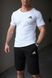 Комплект спортивний чоловічий Adidas біла футболка+чорні шорти костюм літній трикотажний адідас повсякденний 2655165294 фото 5