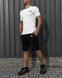 Комплект спортивний чоловічий Adidas біла футболка+чорні шорти костюм літній трикотажний адідас повсякденний 2655165294 фото 10