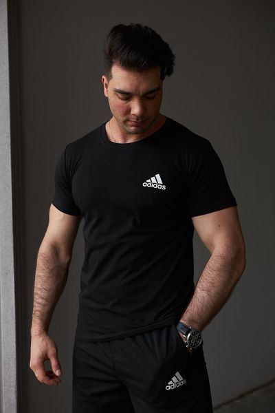 Комплект спортивний чоловічий Adidas чорний футболка шорти костюм літній трикотажний адідас повсякденний 2655165295 фото