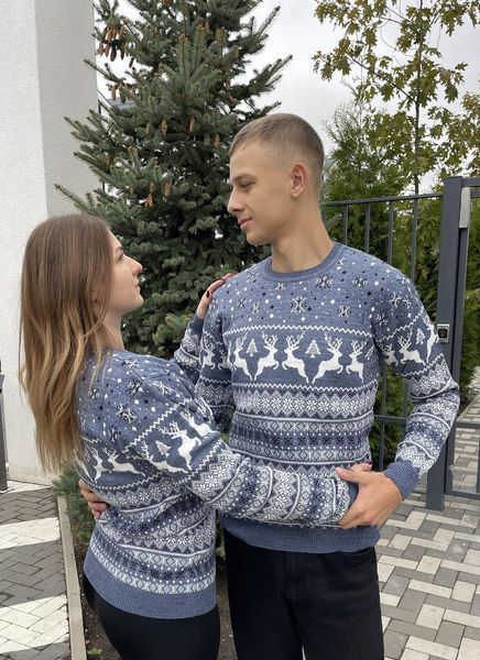 Светр новорічний з оленями чоловічий в'язаний вовняний 2384778140 фото