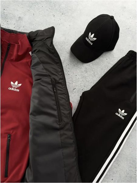 Комплект чоловічий Адідас Adidas спортивний костюм жилет кепка весняний осінній 2626550022 фото
