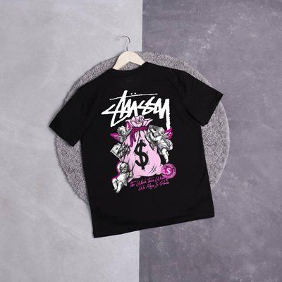 Футболка мужская Stussy angel money черная летняя трикотажная тенниска M 2612866456 фото