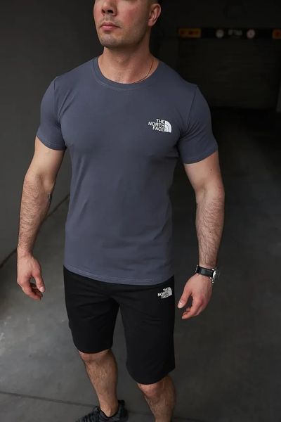 Комплект спортивний чоловічий The North Face футболка темно-сіра+шорти чорні літній костюм норс фейс повсякденний XL 2657541402 фото