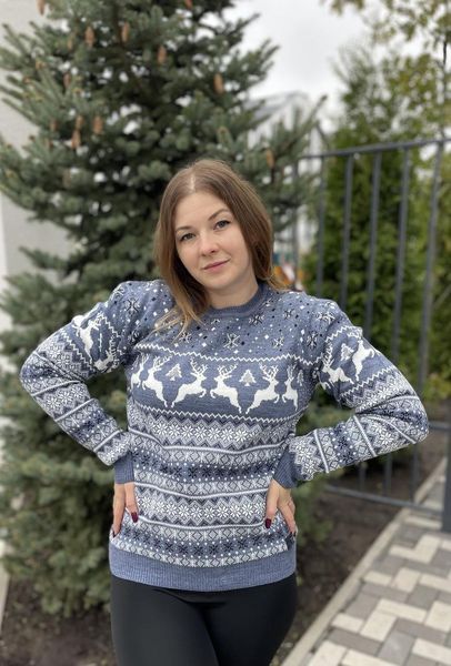 Светр новорічний з оленями чоловічий в'язаний вовняний L 2384778141 фото