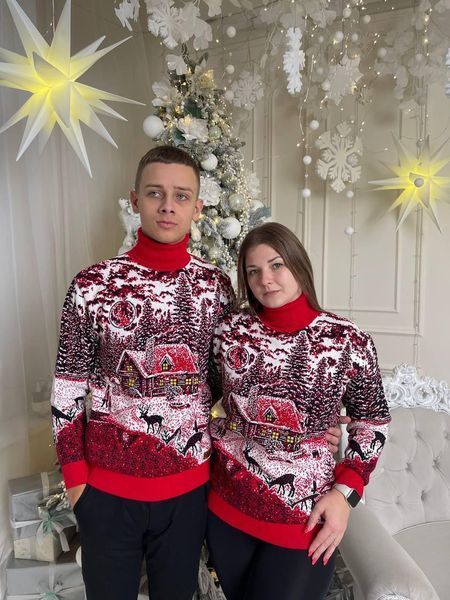 Свитер новогодний с оленями мужской вязаный шерстяной XL 2384778191 фото