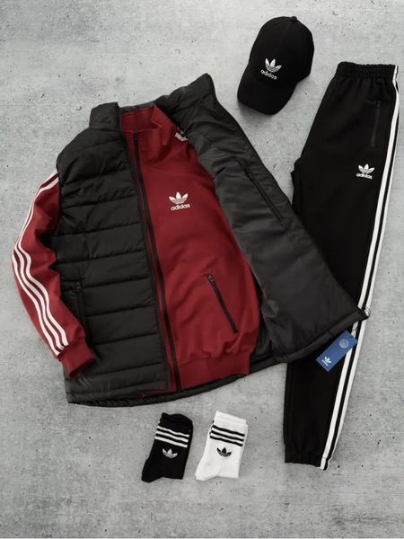 Комплект мужской Адидас Adidas спортивный костюм жилетка кепка весенний осенний XL 2626550023 фото