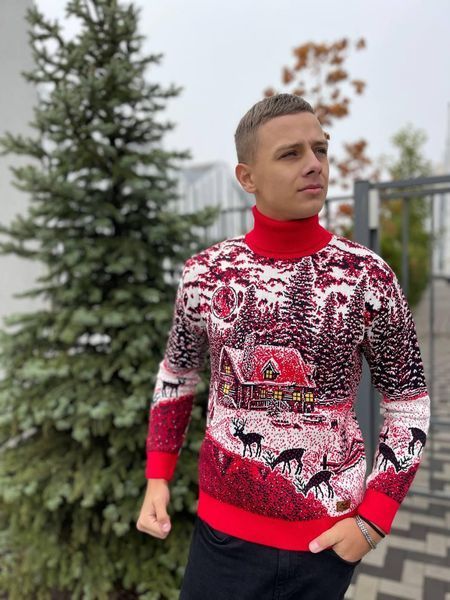 Свитер новогодний с оленями мужской вязаный шерстяной XL 2384778191 фото