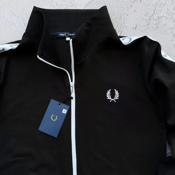 Худі чоловіча з блискавкою Fred Perry чорна весняна літня осіння спортивна кофта двонитка комір-стійка XXL 2611835992 фото
