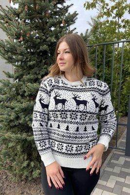 Свитер женский новогодний с оленями теплая женская зимняя кофта L 2384853196 фото