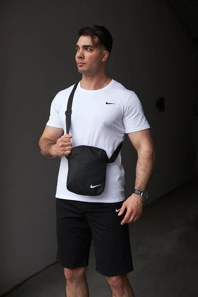 Спортивний комплект чоловічий Nike футболка біла+ шорти чорні + барсетка костюм літній найк повсякденний XXL 2657451084 фото
