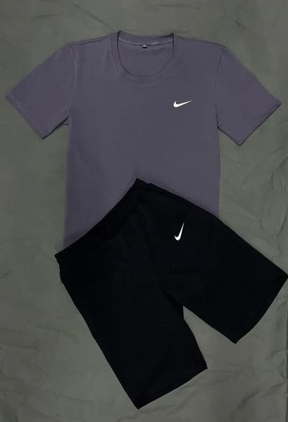 Спортивний комплект чоловічий Nike темно-сіра футболка+чорні шорти літній костюм трикотажний найк повсякденний M 2656667281 фото