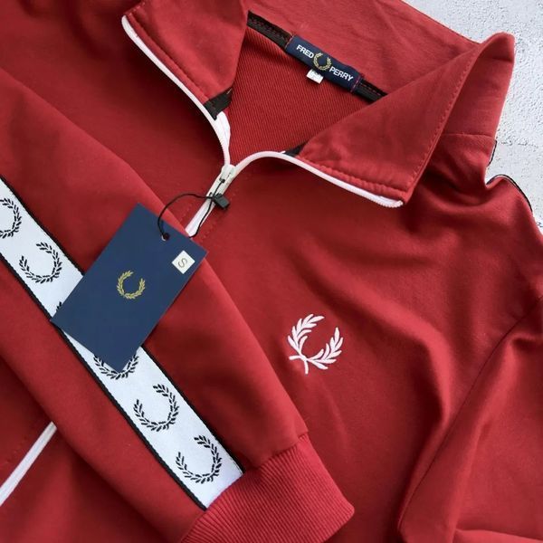 Худи мужская с молнией Fred Perry красная весенняя летняя осенняя спортивная кофта двунитка воротник-стойка S 2611839242 фото