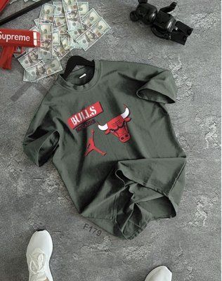 Футболка мужская оверсайз Chicago Bulls зеленая с принтом широкая тенниска на лето 2601853231 фото