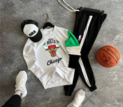 Спортивный костюм мужской Chicago Bulls NBA белый весенний осенний летний чикаго буллз нба кепка в подарок L 2622865229 фото